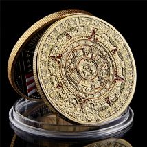 Mexiko Maya-Aztekenkalender Kunst Prophezeiung Kultur 1,57"*0,12" Goldmünzen Sammlerstücke
