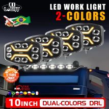 CO LIGHT 12D 80000LM 10inch LED Work Light Off road Headlight Spotlight Truck Auxiliary Square Car Driving White Yellow DRL 24V