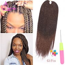 Synthetische Häkelzöpfe Senegalese Twist Ombre Braun Grau Handgefertigte Flechthaarverlängerungen für schwarze Frauen Mädchen 22 Wurzeln/Stk