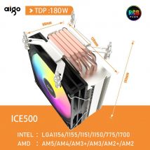 Aigo CPU Cooler 5 Tubi di Calore PC Radiatore di Raffreddamento 3PIN PWM Silenzioso Ventola Rgb Per Intel 1700 1150 1155 1156 1851 AM2/AM3/AM4/AM5 AMD