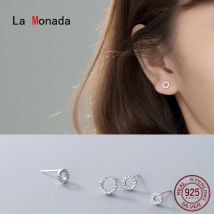 La Monada Kreis Runde minimalistische Sterling Silber Ohrstecker Frauen fein in 925 Silber Schmuck Frau Ohrringe Ohrstecker Silber 925