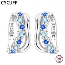 CYCUFF 2025, neue S925-Sterlingsilber, blauer Zirkon, Welle, Galaxie, Damen-Ohrringe, feiner Geburtstag, Hochzeit, Party, Schmuckherstellung, Geschenk
