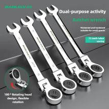 BAOLIAN 72-tooth Ratchet Combination Wrench - Plum Open End Wrench, 180° Rotation, CR-V Steel, Professional Maintenance Tool