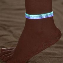 4 teile/satz leuchtende kleine Harz Perlen Fußkettchen für Frauen Sommer Strand elastische Seil Kette Fußkettchen Armband Fuß Schmuck Party Geschenke