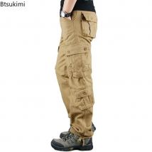 New 2026 Men's Cargo Pants Multi-pocket Casual Pure Cotton Straight Pants Man Hip Hop Streetwear Fashion Loose Sweatpant for Men
