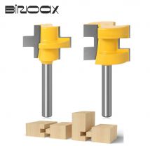 2Pcs 1/4 Schaft T-Slot Quadratischen Zahn Zapfen Fräser Carving Messer Router Bits für Holz Werkzeug Holzbearbeitung