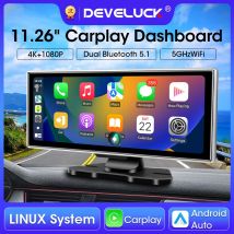 11,26-calowy wideorejestrator samochodowy 4K Dash Cam Dual Lens Wireless Carplay & Android Auto Video Recorder Monitor GPS Navigation 5G Wifi FM AUX