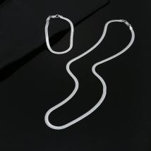 925 Sterling Silber 4 MM Klinge Kette Armband Halskette Set für Frauen Männer Mode Party Hochzeit Schmuck Sets Geschenke