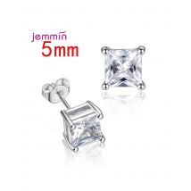 Big Sale! Exquisite 925 Silver  Jewelry Accessories Geometric Square Multi-Size 5-8mm 4 Claws CZ Zirconia Stud Earrings