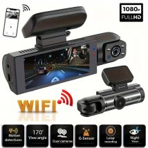 Dash Cam doppia fotocamera WIFI 1080P per auto, anteriore e interna, telecamera per auto con visione notturna IR, registrazione in loop, DVR per auto grandangolare
