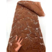 Afrikanischer Pailletten-Perlen-Spitzenstoff 2024, hochwertige Sequenz-Stickerei, französischer nigerianischer Spitzenstoff für Hochzeitskleid HXC5905