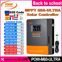 Powermr EU MPPT 60A controlador de carga Solar 12V 24V 36V 48V más regulador DSP funciona para batería Lifepo4 V Panel Solar