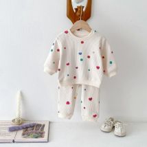 Ins Baby kleidung: Waffel gitter Sweatshirt Casual Set für 1-2 Jahre, Herbst Jungen Mädchen Internet Promi zweiteilig