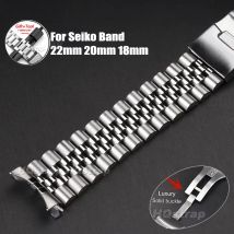 For Seiko Watch Band 22mm 20mm 18mm Strap for Jubilee Replacement Bracelet Curved End Stainless Steel Watchband Accessories