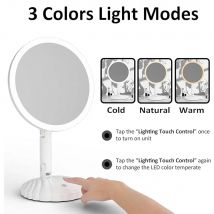 16 "Makeup Mirror with Light USB Rechargeable Height Adjustable 1X/15X Magnifying 3 Color lighting 360 ° Rotation Vanity Mirror
