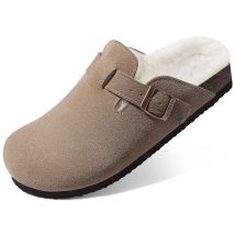 Pallene Ciabatte casual per donna Uomo Inverno Nuovi zoccoli Pantofole con fibbia regolabile Pelle scamosciata di mucca Soletta in sughero Sandali da donna accoglienti