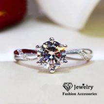CC Luxus-Damenring, weiß vergoldet, Hochzeitsschmuck für Bräute, hochwertiges Verlobungsgeschenk, Valentinstag, CC1575