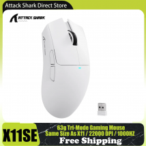 Mouse da gioco wireless ATTACK SHARK X11SE, trimodale, 63 g superleggero con sensore PAW3311, 22000 DPI, batteria da 300 mAh, doppio driver