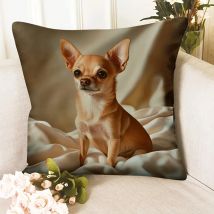 Vintage Chihuahua-Hund-Kissenbezug, 45 x 45 cm, dekorativer Kissenbezug mit Reißverschluss für Heim- und Bürodekoration