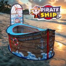 【Outdoor Recreation】Pirate Ship-Designed Children's Play Tent, Colorful Playhouse, Foldable, Portable Toy Castle Tent, Great Outdoor Party Tent, Holiday Gift for Boys and Girls, Halloween and