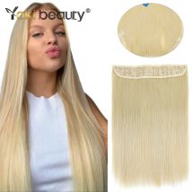 Synthetisch kein Clip in unsichtbaren Fisch linie Haar verlängerungen 50cm lang gerade gefälschte Haarteil für Frauen