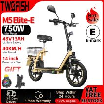 TWOFISH M5-Elite-E Rower elektryczny z homologacją drogową (EEC), skuter elektryczny, akumulator 48V13Ah, zasięg 30 km, opony 14 cali, z amortyzacją