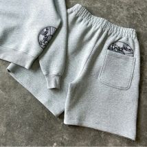 Summer Y2K American Casual Hip Hop High Street Pants Creative Pocket CD Pattern Cartoon Embroidery Fashion Loose Straight Shorts