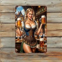 Sexy Girl Metal Tin Sign 20x30cm, Retro Garage Workshop Wall Decor Art