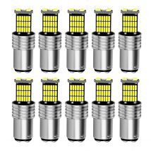 1156 BA15S 1157 BAY15D 4014 Chips 10 Stück LED-Rückwärts-Stopp-Brems-Rücklichtlampen 6000 K Weiß Canbus Kein Fehler für Auto/LKW