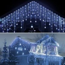 Stern Girlande Weihnachtsbeleuchtung Outdoor 2026 Led Eiszapfen Vorhang Girlanden 20 m EU/Us-stecker Wasserdicht IP44 Neujahr haus Dekore