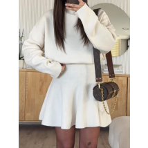 Autumn New Round Neck Loose Waist A-Line Sweater Dress for Women, Fashionable Slim Fit Casual Solid Color Knitted Dress