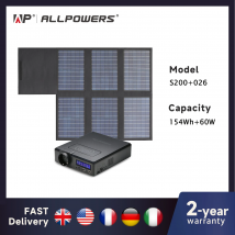 ALLPOWERS Solar Powerbank 41600mAh 200W Powerstation portatile con pannello solare 60W, DC, USB, uscita USB-C per laptop da campeggio Iphone