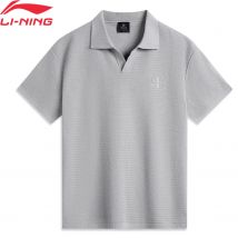 Li-Ning Herren-Wade-Pullover, kurzärmelig, 68,7 % Polyester, 31,3 % Baumwolle, normale Passform, bequemes Futter, Freizeit-Strickpullover AMBV373