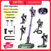 Aspirapolvere senza fili, 40Kpa/500W/45min 10 in 1 Potente aspirapolvere leggero per peli di animali domestici/pavimenti duri/tappeto