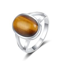 Simple Natural 10*14mm Tiger Eye Ring 925 Sterling Silver Jewelry Rings for Women Men Large Stone Vintage Jewelry Gift