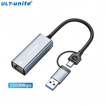 Adattatore da USB C a Ethernet da 2,5G Scheda di rete USB 3.0 2 in 1 compatibile con laptop Adattatore da tipo C a RJ45 per Mac Windows Linux
