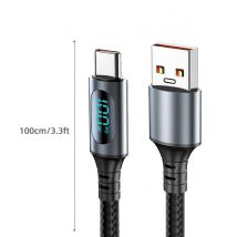 Ultra-Super Fast Charge Cable-6A 120W USB A To Type C Nylon Data Cord For Xiaomi Redmi Samsung With Led Digital Display Cable