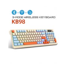 Wireless Gaming Membrane Keyboard 98 Keys Tri-Mode Bluetooth 2.4G Wired RGB Backlit Large Battery PBT Keycaps with Knob