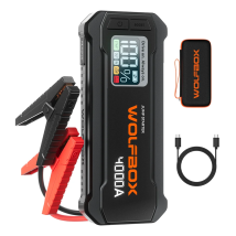 WOLFBOX JS24 4000A 24000mAh Rozruchowywacz Akumulatorów 88.8Wh Booster do Akumulatorów Samochodowych 12V, Silników Benzynowych 10L i Diesla 10L z Lampą LED