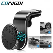Soporte magnético para teléfono de coche, Clip de ventilación de aire, rotación, soporte GPS para teléfono móvil para Xiaomi Red Mi Huawei Samsung, soporte para teléfono en coche