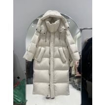 2024 Winter Neue frauen Lange Unten Jacke Über Knie Verdickt Lose Gerade Rohr Große Quilt Weiße Ente Unten Mantel trendy