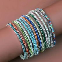 5pcs Fashion Crystal Rhinestone Stretch Bracelet For Women Elastic Wristband Wedding Bracelets Daily Female Jewelry Accessories