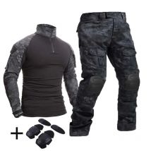 Traje táctico, uniforme deportivo, camisas de caza de camuflaje, pantalones Softair, conjuntos de ropa de Paintball Airsoft con 4 almohadillas y Plus 8XL