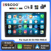 Autoradio ESSGOO 9" Android 14 4+64G con Wireless Carplay per Audi A4 S4 RS4 RNS-E Seat Exeo, GPS Navigazione SAT RDS Wi-Fi USB SWC Lettore Multimediale