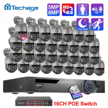 Techage 32CH 5MP 8MP POE PTZ Camera System Smart Ai Human rileva Audio bidirezionale Color Night 4K H.26S Kit di sorveglianza di sicurezza
