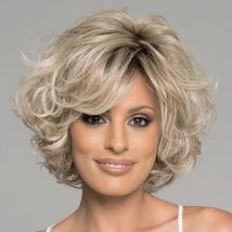 Natürliche synthetische gemischte Goldperücken für Frauen, kurze lockige Perücke, hitzebeständiges Haar für den täglichen Gebrauch, Festival-Party