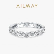 Ailmay Echtem 925 Sterling Silber Klassische Luxus Voller Zirkonia Finger Ringe Für Frauen Klassische Hochzeit Erklärung Schmuck