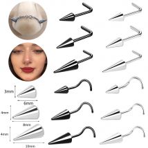 ZS 20G Schwarze Spike Nasenloch Piercings Edelstahl Kegel Nasenstecker Doule Nasenpiercing Schmuck Lange Spike Nasenloch Ringkette