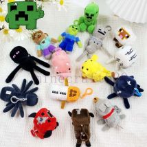 Heißer Verkauf Set 15 stücke Mini Minecrafte 4-zoll Gefüllte Plüsch Spielzeug Zombie Wolf Steve Enderman Welt Puppe Plüsch schlüsselbund Anhänger