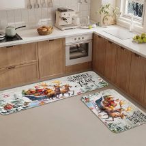 VIKAMA 2PC süßer Lebkuchenmann Weihnachten Kristall Samt Teppich Home Küche Toilette saugfähig schmutzabweisend Teppich Home Decor